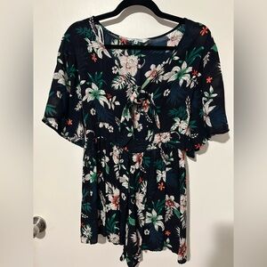 Blue Island Navy Floral Romper